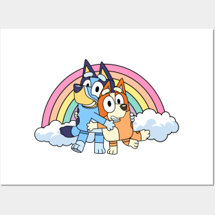 Bluey and bingo rainbow Posters and Art